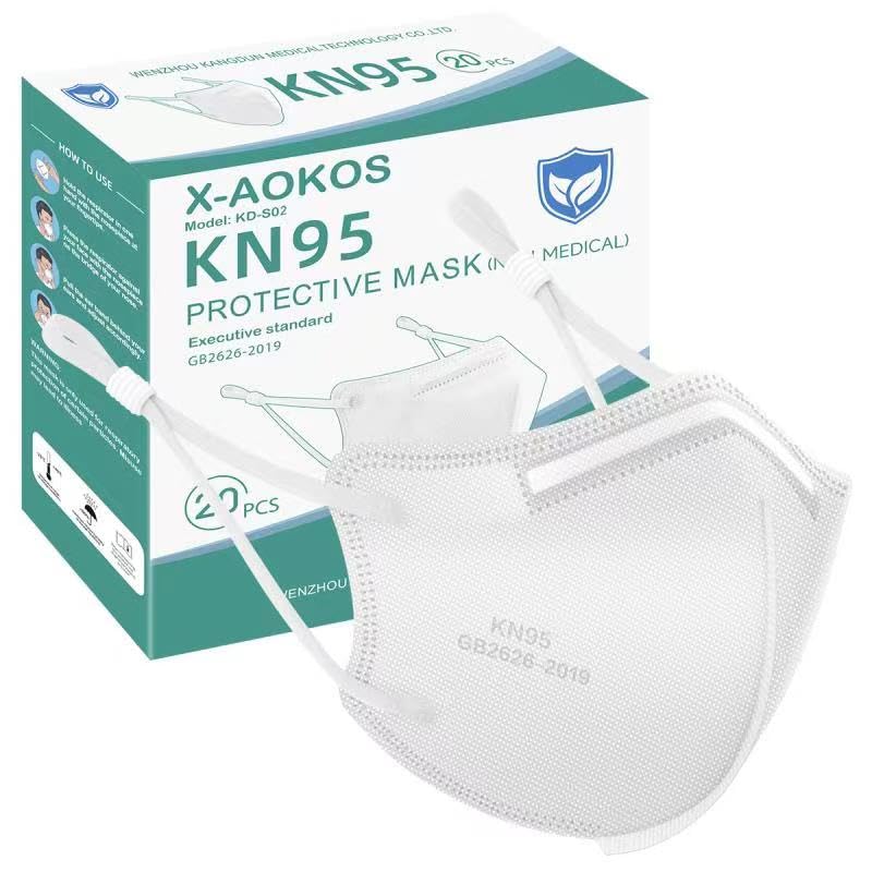 X-AOKOS KN95 Protective Face Mask 20 Pack, Disposable Respirator Masks with Adjustable Ear Straps and Sponge Pad, White