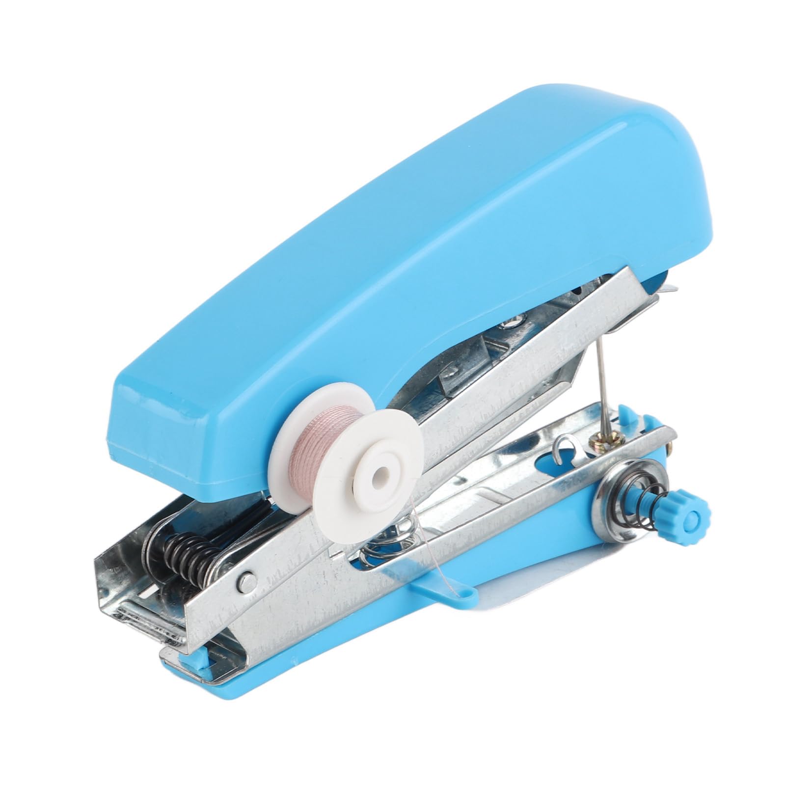 Handheld Sewing Machine Stainless Steel Portable Sewing Machine for Quick Stitching Practical Blue Mini Sewing Machine for Household Travelling