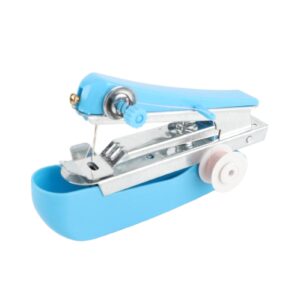 Handheld Sewing Machine Stainless Steel Portable Sewing Machine for Quick Stitching Practical Blue Mini Sewing Machine for Household Travelling