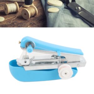 Handheld Sewing Machine Stainless Steel Portable Sewing Machine for Quick Stitching Practical Blue Mini Sewing Machine for Household Travelling