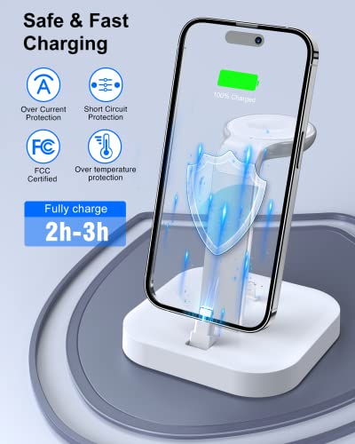 Charging Station for Multiple Devices - ADADPU 3 in 1 Wireless Charger Stand for Apple Watch Series 8/7/6/5/4/3/2/SE Phone Charging Dock for AirPods iPhone 14/13/12/11 Pro X Max XS XR 8 7 Plus