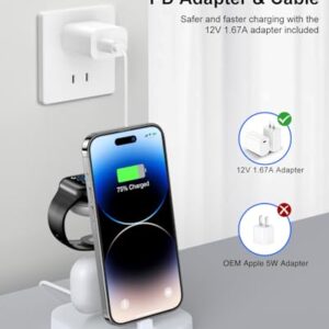 Charging Station for Multiple Devices - ADADPU 3 in 1 Wireless Charger Stand for Apple Watch Series 8/7/6/5/4/3/2/SE Phone Charging Dock for AirPods iPhone 14/13/12/11 Pro X Max XS XR 8 7 Plus