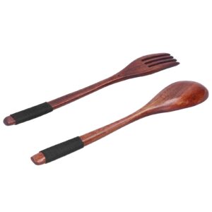 Reusable Wooden Travel Cutlery Set Japanese Style Lunch Utensil Set, Wooden Spoon Fork Soup Teaspoon Kitchen Cooking Utensil Tools