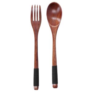 Reusable Wooden Travel Cutlery Set Japanese Style Lunch Utensil Set, Wooden Spoon Fork Soup Teaspoon Kitchen Cooking Utensil Tools