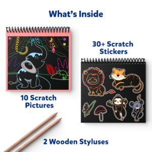 Skillmatics Magical Scratch Art Book for Kids - Animals, Craft Kits & Supplies, DIY Activity & Stickers, Gifts for Toddlers, Girls & Boys Ages 3, 4, 5, 6, 7, 8, Travel Toys