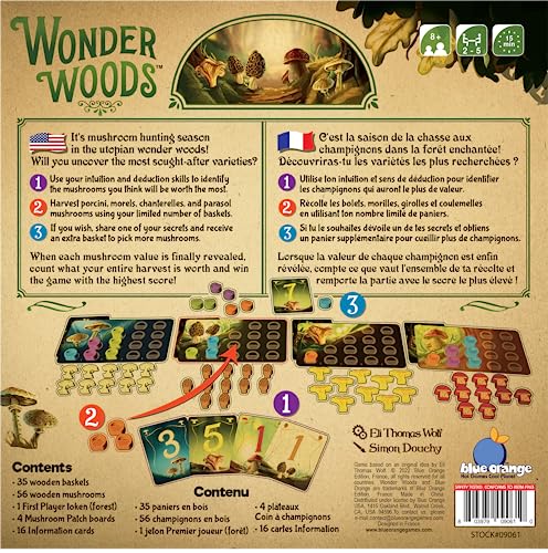 Wonder Woods Board Game by Blue Orange Games - Family or Adult Mushroom Theme Strategy Board Game for 2 to 5 Players. Recommended for Ages 8 & Up.