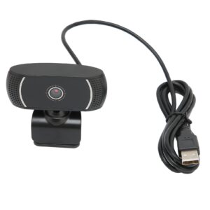 GOWENIC Webcam with Microphone,Streaming USB Computer Webcam,Plug and Play,Driver 640x480 Autofocus USB Webcam,for TV Boxes, Computers, Distance Education (C200 Black Inner Mark