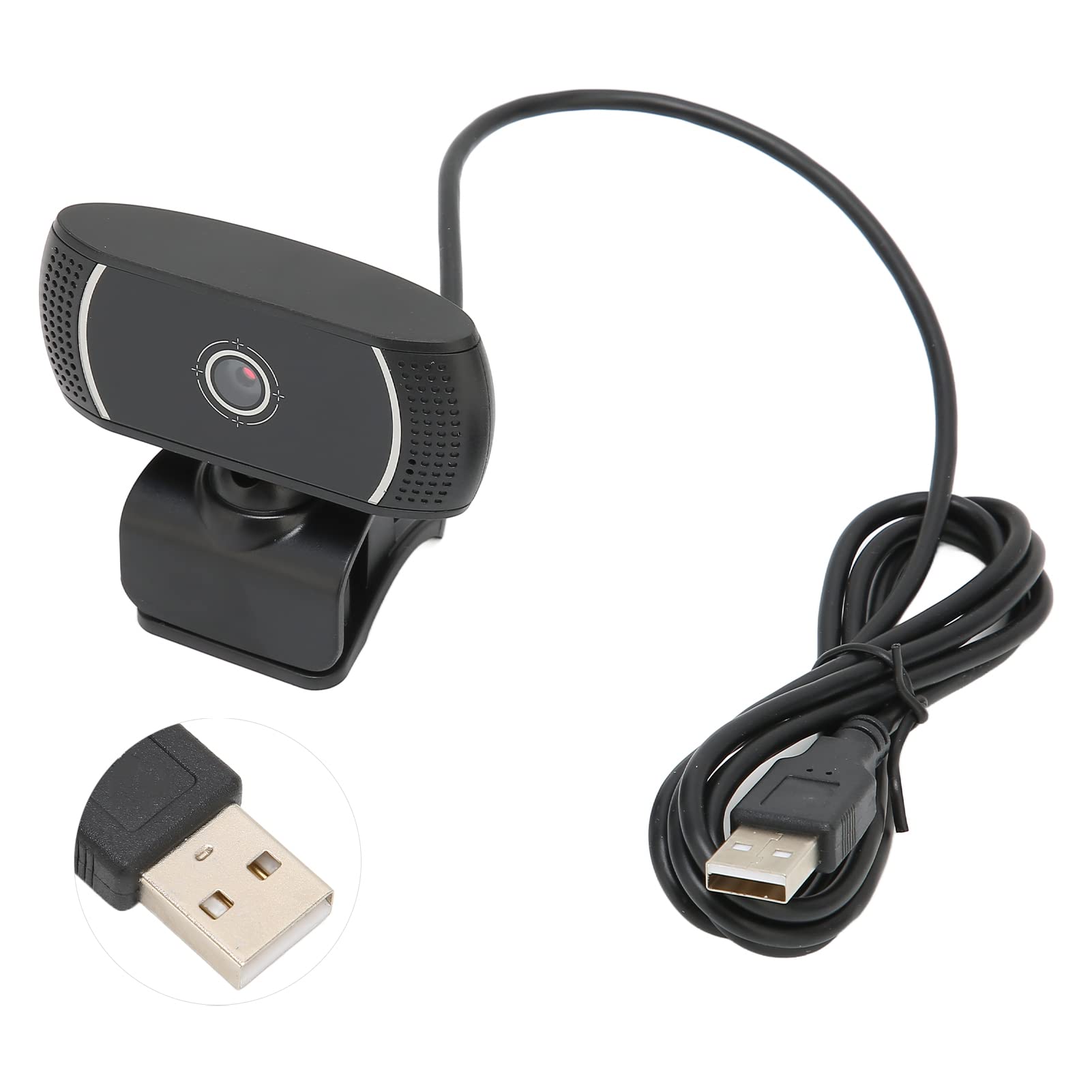 GOWENIC Webcam with Microphone,Streaming USB Computer Webcam,Plug and Play,Driver 640x480 Autofocus USB Webcam,for TV Boxes, Computers, Distance Education (C200 Black Inner Mark