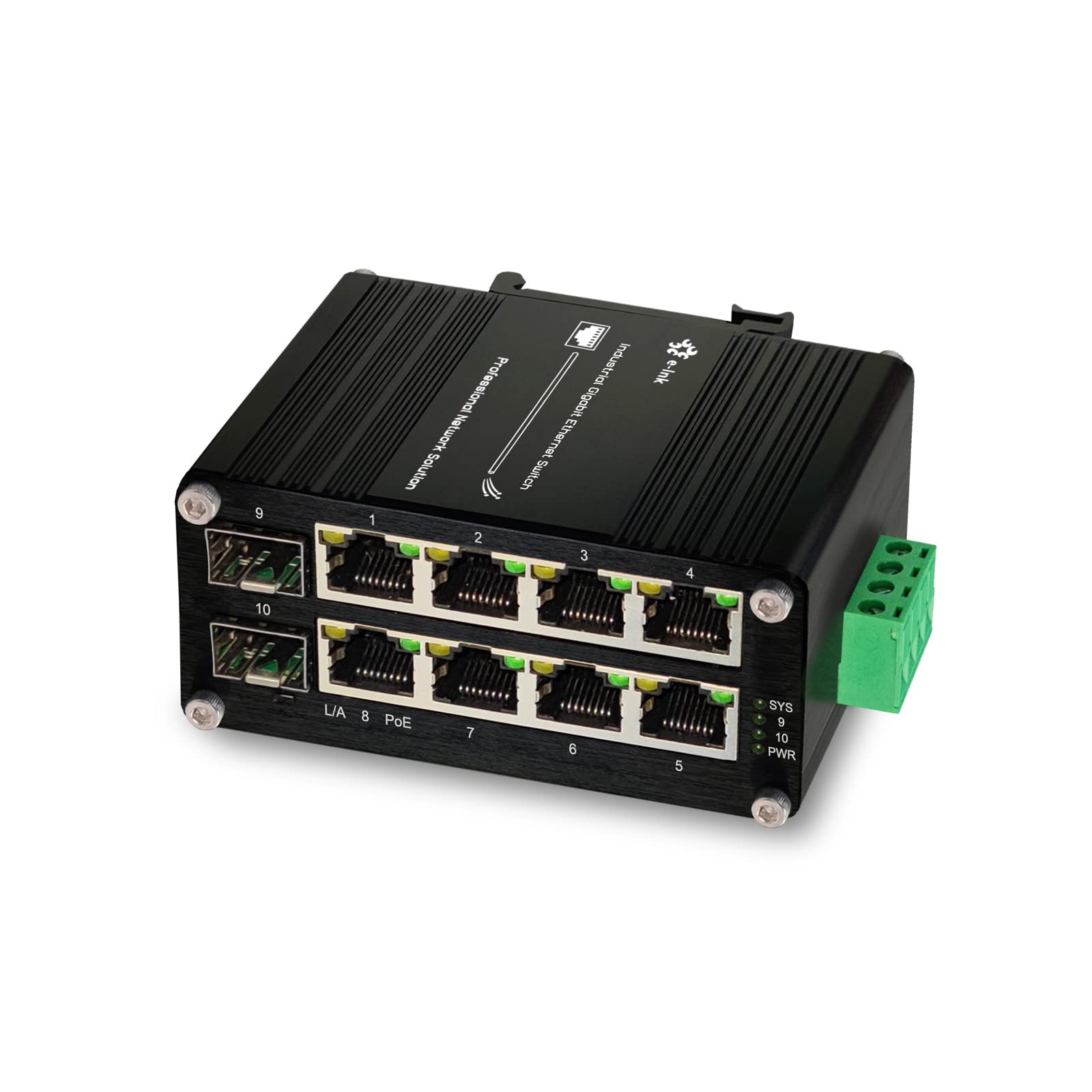 Throncom Industrial Gigabit PoE Fiber Switch 8 Ports PoE+ Ethernet Switch with 100/1000M Adaptive 2 SFP Slots Din Rail Unmanaged 10/100/1000Mbps Small Network Switch IEEE802.3af/at 30W/240W 48-57V DC