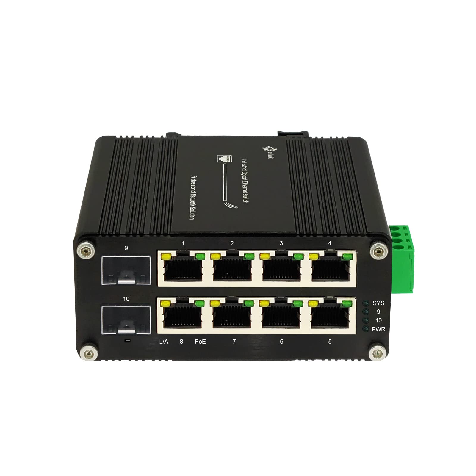 Throncom Industrial Gigabit PoE Fiber Switch 8 Ports PoE+ Ethernet Switch with 100/1000M Adaptive 2 SFP Slots Din Rail Unmanaged 10/100/1000Mbps Small Network Switch IEEE802.3af/at 30W/240W 48-57V DC