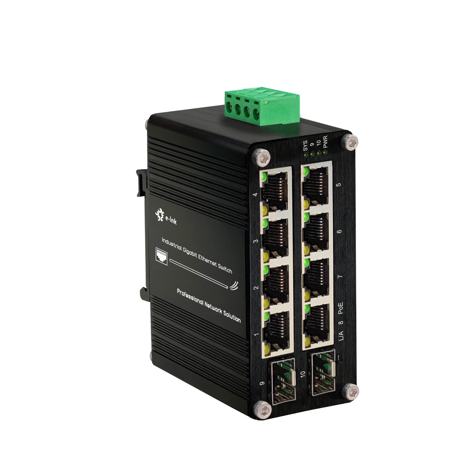 Throncom Industrial Gigabit PoE Fiber Switch 8 Ports PoE+ Ethernet Switch with 100/1000M Adaptive 2 SFP Slots Din Rail Unmanaged 10/100/1000Mbps Small Network Switch IEEE802.3af/at 30W/240W 48-57V DC