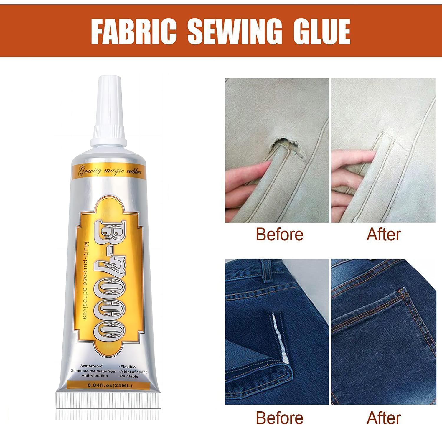 Fabric Glue, Adhesive for Leather, Instantly Strong Adhesive for bonding Shoe,Tent,Drape,Carpeting,Upholstery,Boat Fabic,Auto Headliner,Iron-on Patches,Awning Repair,Clothing, Bag,Seat,Sofa,PU