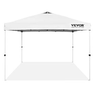 VEVOR Pop Up Canopy Tent, 10 x 10 ft, 250 D PU Silver Coated Tarp, with Portable Roller Bag and 4 Sandbags, Waterproof and Sun Shelter Gazebo for Outdoor Party, Camping, Commercial Events, White