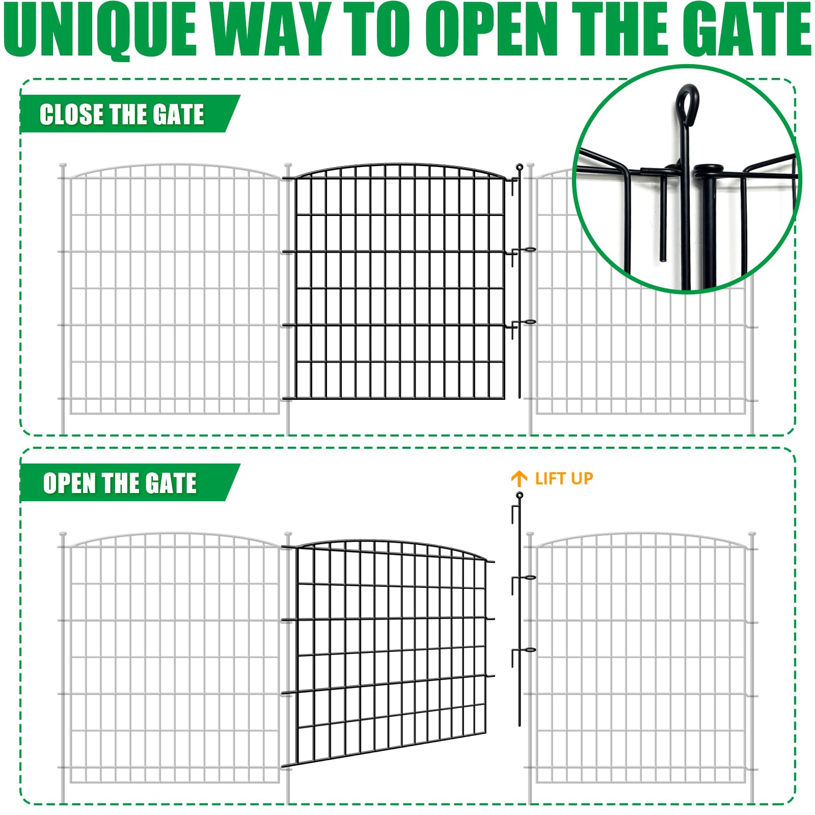 Zamsion Garden Fence 5 Panels, 31 in(H) x 11.8ft(L) Outdoor Animal Barrier Fence for Dog Pet, No Dig Decorative Garden Fencing Border for Yard and Patio, Rustproof Metal Wire Panel