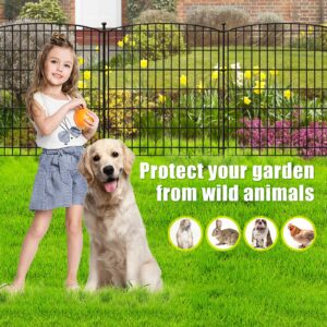 Zamsion Garden Fence 5 Panels, 31 in(H) x 11.8ft(L) Outdoor Animal Barrier Fence for Dog Pet, No Dig Decorative Garden Fencing Border for Yard and Patio, Rustproof Metal Wire Panel