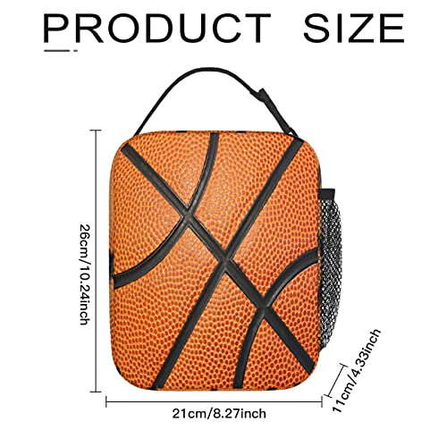 SEIMIYDF Reusable Basketball Lunch Bag for Men/Women, Insulated Portable Lunch Box Leakproof Cooler Tote Bag for Office Work Picnic Beach