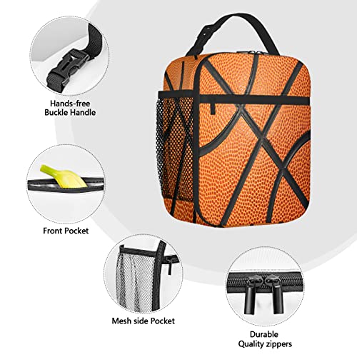 SEIMIYDF Reusable Basketball Lunch Bag for Men/Women, Insulated Portable Lunch Box Leakproof Cooler Tote Bag for Office Work Picnic Beach