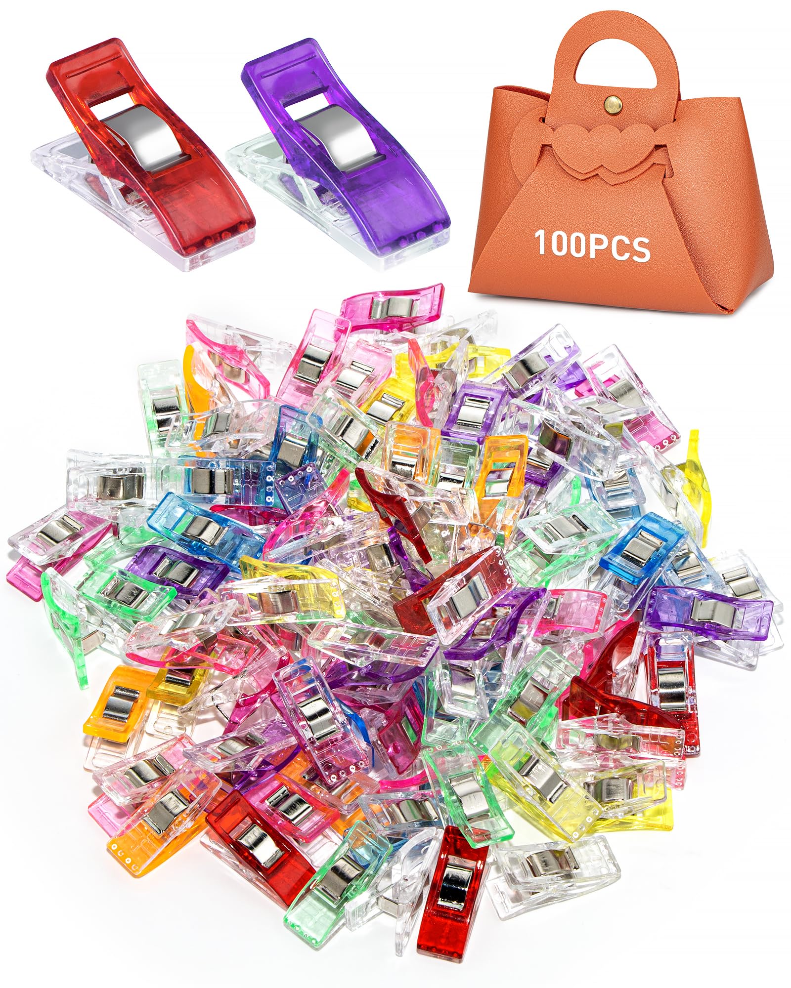 100pcs Multi-Purpose Fabric Sewing Clip，Mini Color Fabric Sewing Clips Quilting,Supply Craft Tools,Fastener Embroidery Crafts, Paper Products and Hanging Small Things,Very Durable Clip for Crafts