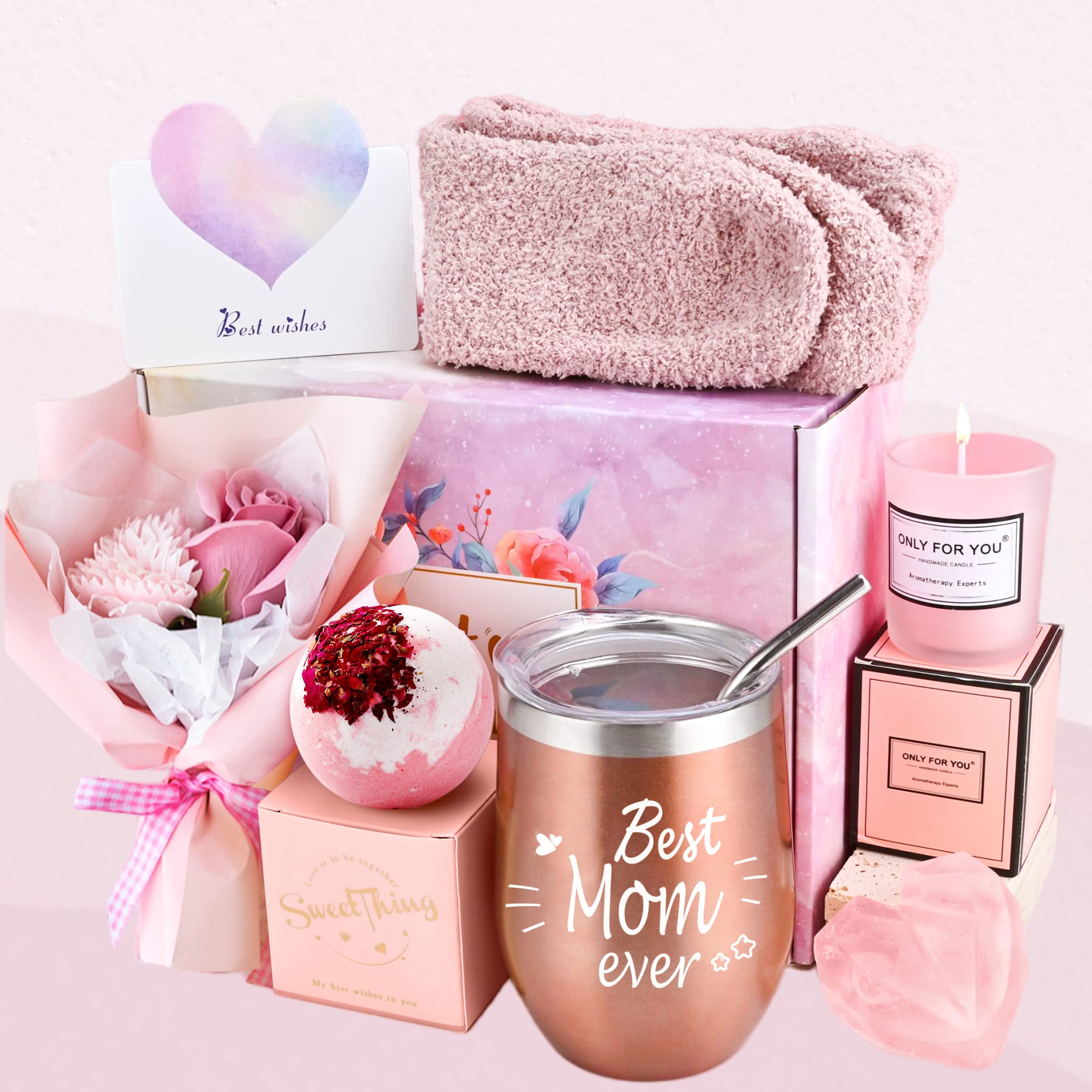 JUPOZOP New Mom Gifts for Women After Birth, Birthday Gifts for Mom from Daughters, Relaxing Gifts for Mom Baskets, Gift Basket for Mom Grandma Nana Mother in Law Women