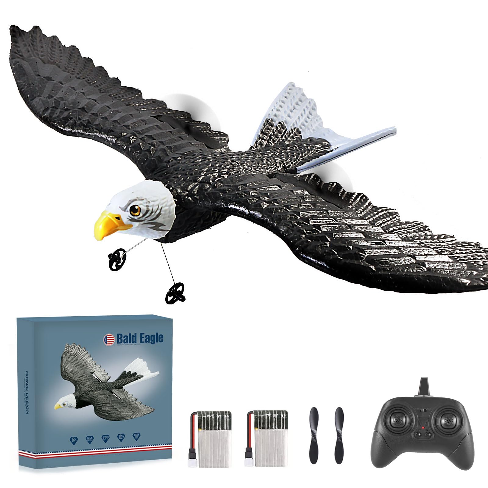 Yasola RC Plane,Remote Control Eagle Airplane Toys,Aircraft 2.4GHZ 2CH RTF Flying Bird with 6-axis Gyro Stabilizer, 2 Batteries & Propeller,Easy Fly for Beginners Boys Kids