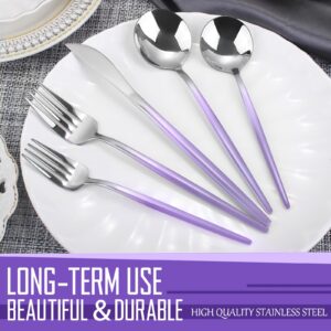 VANVRO Gradient Purple Silverware Set, 20-Piece Stainless Steel Flatware Cutlery Set, Kitchen Utensil Set Service for 4, Include Knife/Fork/Spoon, Mirror Polished, Dishwasher Safe