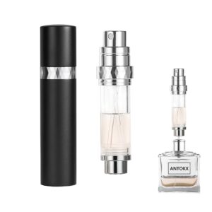 antokx perfume refillable bottle atomizer - 5ml pocket perfume atomizer, perfume bottles empty, refillable perfume spray bottle, portable perfume sprayer for women and men (black)