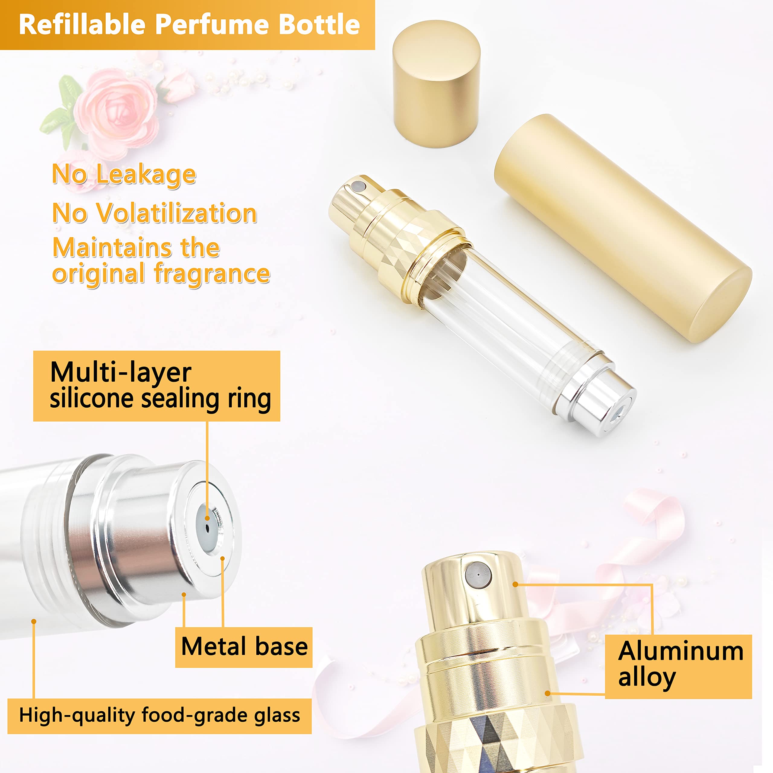 ANTOKX Perfume Refillable Bottle Atomizer - 5ML Pocket Perfume Atomizer, Perfume Bottles Empty, Refillable Perfume Spray Bottle, Portable Perfume Sprayer for Women and Men (Black)