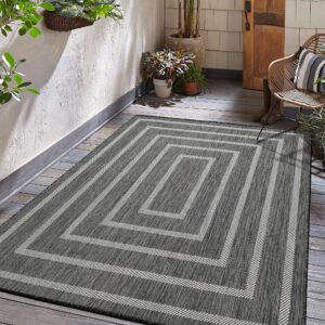 Adiva Rugs Outdoor Indoor Area Rug, Weather Resistant, Easy to Clean, Stain Resistant Floor Mat for Dining Room, Backyard, Deck, Patio (PEBBLE WEISS, 7'10" x 10')