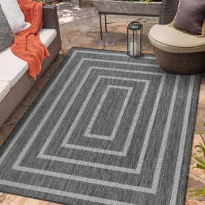 Adiva Rugs Outdoor Indoor Area Rug, Weather Resistant, Easy to Clean, Stain Resistant Floor Mat for Dining Room, Backyard, Deck, Patio (PEBBLE WEISS, 7'10" x 10')