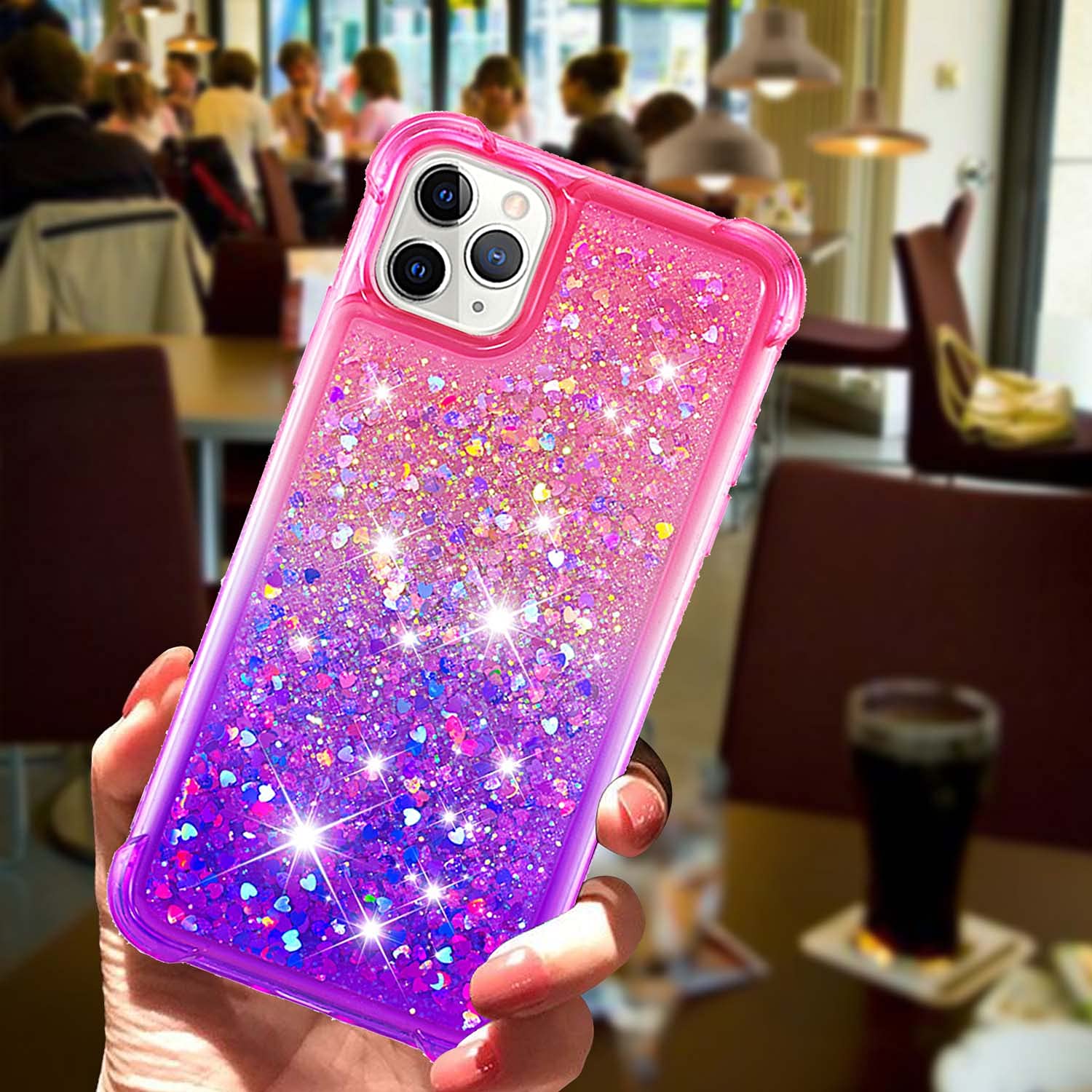 CAIYUNL for Samsung Galaxy A04E Case with Tempered Glass Screen Protector, Women Girls Glitter Bling Floating Liquid Sparkle Cute Soft TPU Phone Case Protective Cover for Samsung A04E Case-Purple/Pink