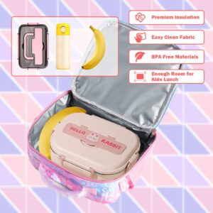 KidsPUNK Lunch Box Kids, Girls Lunch Box Insulated Lunch Bag Bento Lunch Box For Kids Cute Pink Cat Lunch Box For Girls Insulated Lunch Box For Boys Lunchboxes Kids With Water Bottle Holder