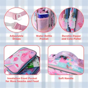 KidsPUNK Lunch Box Kids, Girls Lunch Box Insulated Lunch Bag Bento Lunch Box For Kids Cute Pink Cat Lunch Box For Girls Insulated Lunch Box For Boys Lunchboxes Kids With Water Bottle Holder