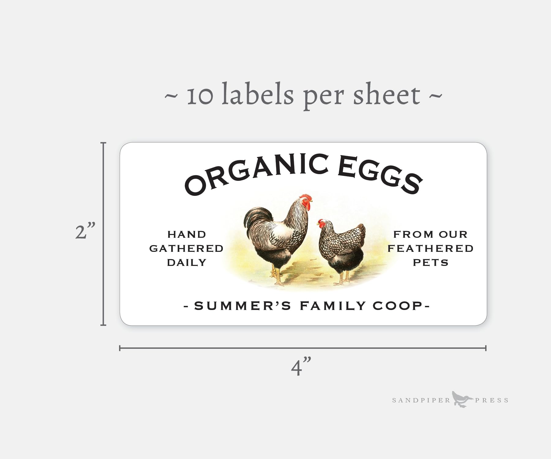 Custom Labels for egg cartons - personalized printed stickers, Matte or Glossy 2" x 4", available in quantities of 10-300