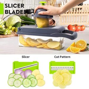 Vegetable Chopper 12 in 1 Slicer Dicer Food Chopper for Kitchen, Onion Fruits & Vegetable Cutter, Cheese Grater Shredder, Mandoline Slicer Veggie Chopper with Egg Separator & Storage Container