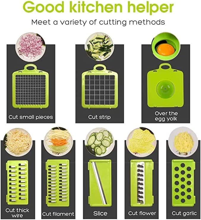 Vegetable Chopper 12 in 1 Slicer Dicer Food Chopper for Kitchen, Onion Fruits & Vegetable Cutter, Cheese Grater Shredder, Mandoline Slicer Veggie Chopper with Egg Separator & Storage Container