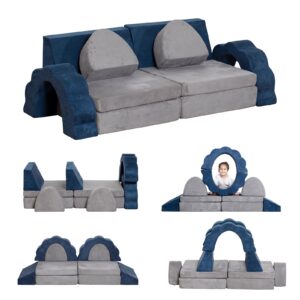 annualring modular kids play couch 10 pcs,toddler play foam sofa fold out play set with flower shape fortplay bedroom and playroom furniture,convertible sofa for creative boy girl