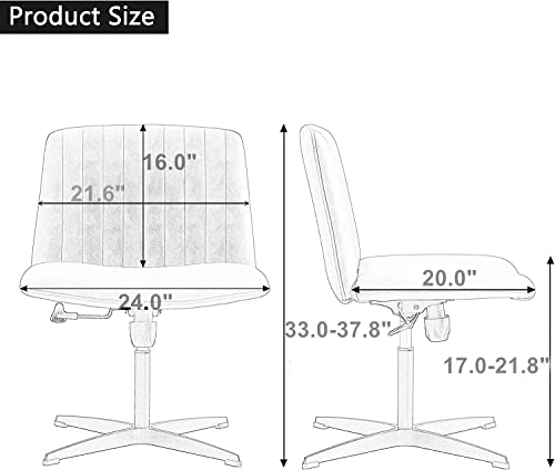 ESTRUCO Armless Office Chair Wide Desk Chair Mid Back Accent Chair Padded Swivel Vanity Chair for Girl Women Computer Task Chair for Home Office (Linen, Beige with Cross Base)