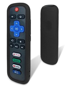 protective cover for roku remote - environmentally friendly silicone material, drop-proof, dust-proof, washable, compatible with most models of roku voice remote skin, roku tv remote case (black)