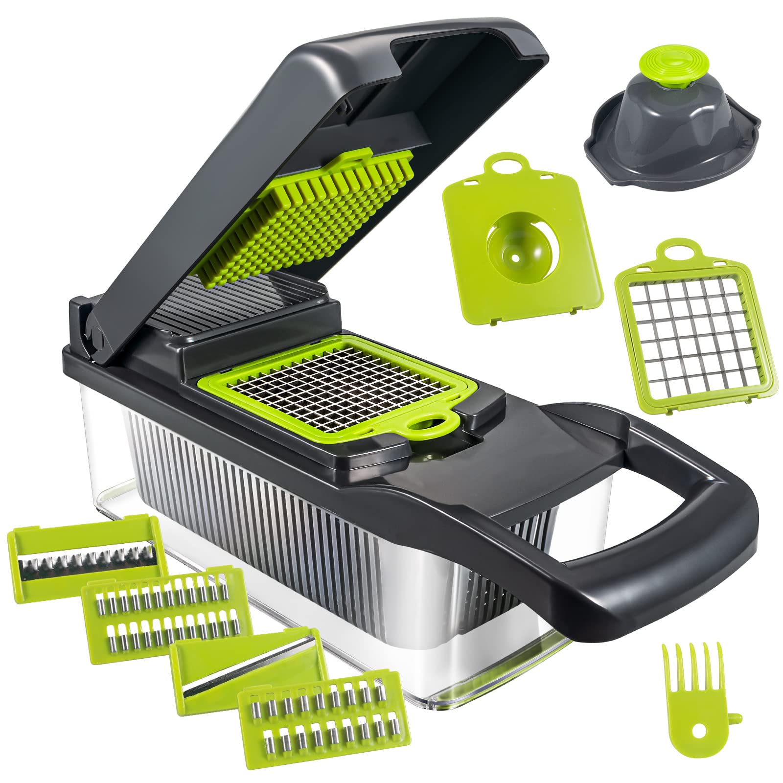 Vegetable Chopper, Upgraded Onion Chopper, 13 in 1 Kitchen Professional Mandoline Slicer Professional Mandoline Slicer with 7 Blades for Potato, Tomato, Veggie