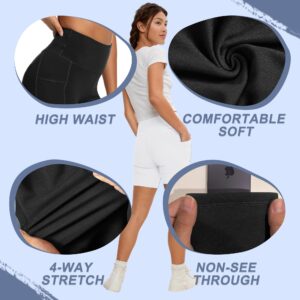 CAMPSNAIL Biker Shorts Women with Pockets - 5" High Waisted Workout Spandex Tummy Control Gym Running Athletic Yoga Shorts