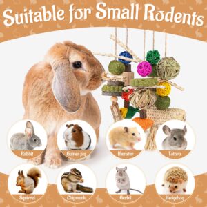 YDFAZXY Rabbit Chew Toys for teeth, Bunny Cage Hanging Chew Toys and Treats for rabbits, Rattan Ring with Snacks for Guinea Pigs Hamsters Chinchillas Rats Gerbils and Other Small Pets Teeth Grinding