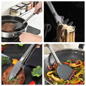 Keidason Kitchen Cooking Utensils Set, 12-piece Non-stick Silicone Kitchen Utensils Set Heat-resistant Stainless Steel Handle, BPA-Free, Cooking Tool Mixing Kitchen Tool Set (Gray)