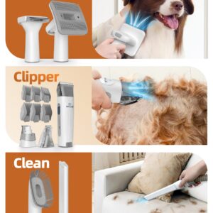 oneisall Dog Hair Vacuum & Dog Grooming Kit, Pet Grooming Vacuum with Pet Clipper Nail Grinder, 1.5L Dust Cup Dog Brush Vacuum with 7 Pet Grooming Tools for Shedding Pet Hair, Home Cleaning