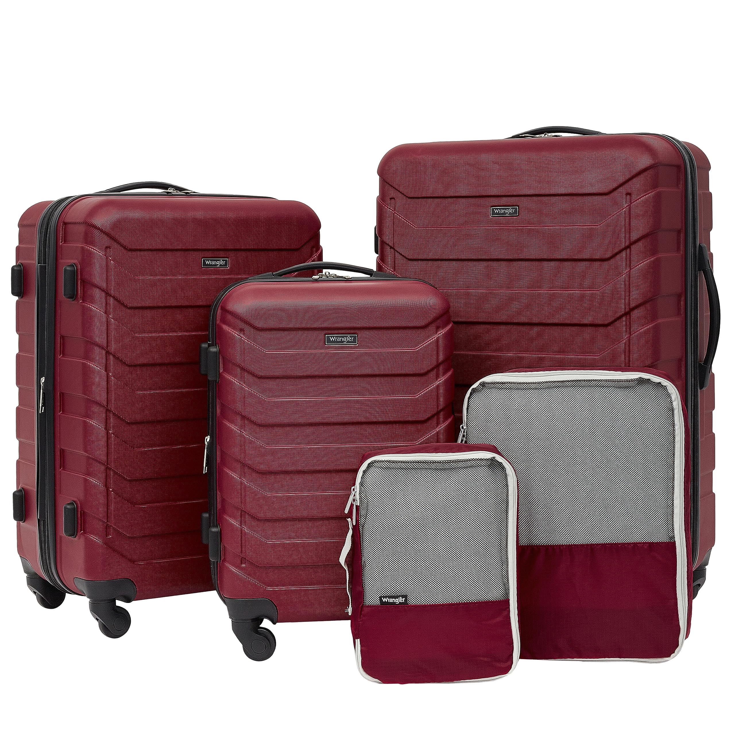 Wrangler 5 Piece Elysian Luggage and Accessories Set, Red