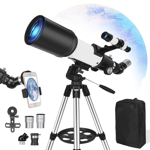 Telescope for Adults, 70mm Aperture 500mm Refractor Telescope for Astronomy Beginners, 20X-150X, Fully Multi Coated Optics, Portable Travel Telescope with Pro Tripod, Phone Adapter & Backpack