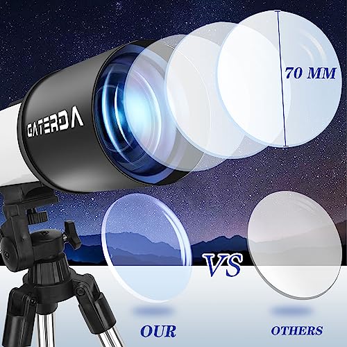 Telescope for Adults, 70mm Aperture 500mm Refractor Telescope for Astronomy Beginners, 20X-150X, Fully Multi Coated Optics, Portable Travel Telescope with Pro Tripod, Phone Adapter & Backpack