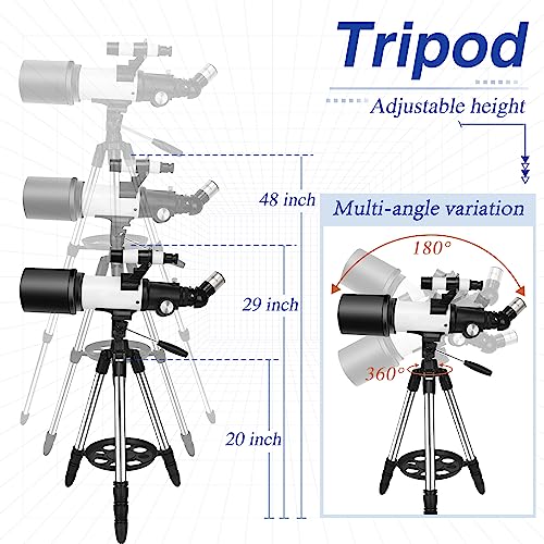 Telescope for Adults, 70mm Aperture 500mm Refractor Telescope for Astronomy Beginners, 20X-150X, Fully Multi Coated Optics, Portable Travel Telescope with Pro Tripod, Phone Adapter & Backpack