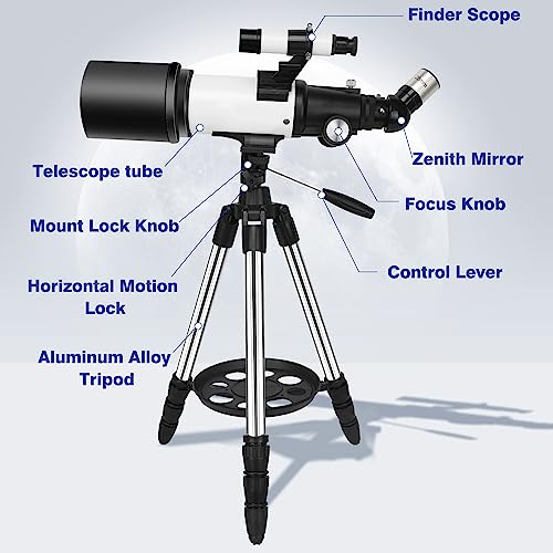 Telescope for Adults, 70mm Aperture 500mm Refractor Telescope for Astronomy Beginners, 20X-150X, Fully Multi Coated Optics, Portable Travel Telescope with Pro Tripod, Phone Adapter & Backpack