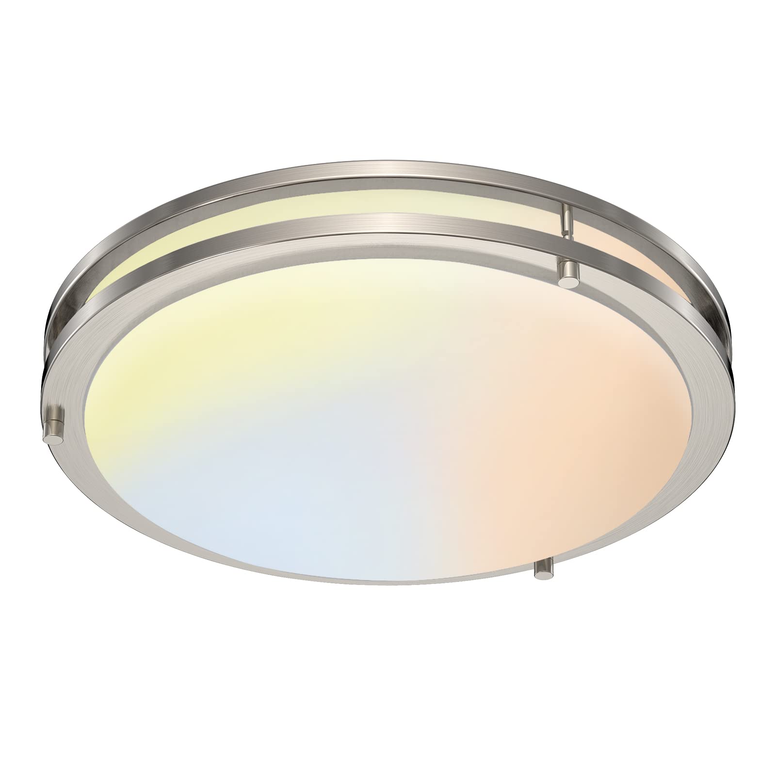 13 inch Ceiling Light Fixture, Dimmable LED Flush Mount Ceiling Light for Kitchen, Bedroom, Bathroom, Hallway, 2700K/3000K/4000K/5000K/6500K Color Adjustbale, 24W 1600LM, Brushed Nickel, ETL Listed