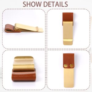 Leather Pen Holder Clip for Notebook,4 Pcs Vintage Pen Loop Clip Stainless Steel Pen Loop Holder PU Leather Pen Clip Pen Sleeve for Notebooks, Journals, Planner, Fit Most Pen Size